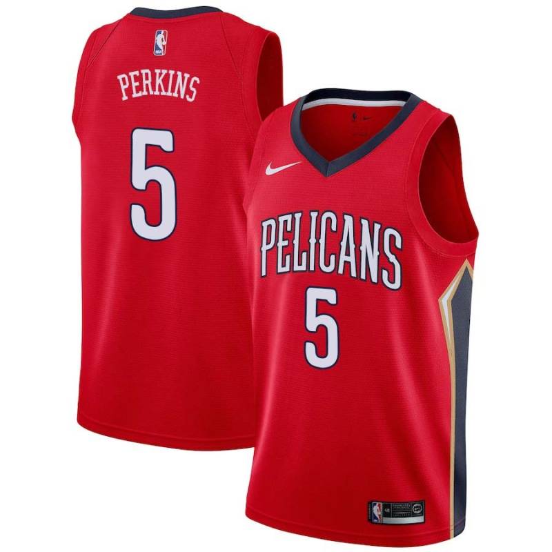 Red Kendrick Perkins Pelicans #5 Twill Basketball Jersey FREE SHIPPING