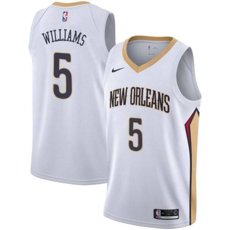 White Reggie Williams Pelicans #5 Twill Basketball Jersey FREE SHIPPING