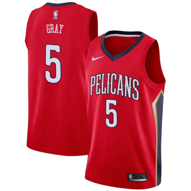 Red Josh Gray Pelicans #5 Twill Basketball Jersey FREE SHIPPING