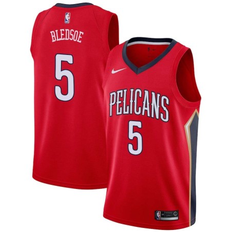Red Eric Bledsoe Pelicans #5 Twill Basketball Jersey FREE SHIPPING