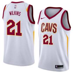 White Gerald Wilkins Twill Basketball Jersey -Cavaliers #21 Wilkins Twill Jerseys, FREE SHIPPING