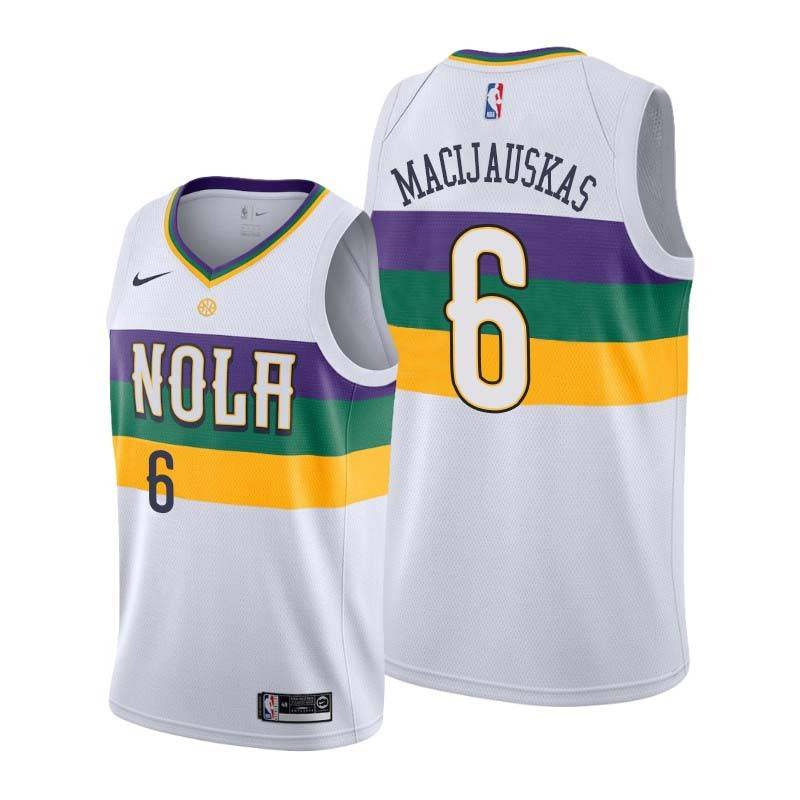 2019-20City Arvydas Macijauskas Pelicans #6 Twill Basketball Jersey FREE SHIPPING