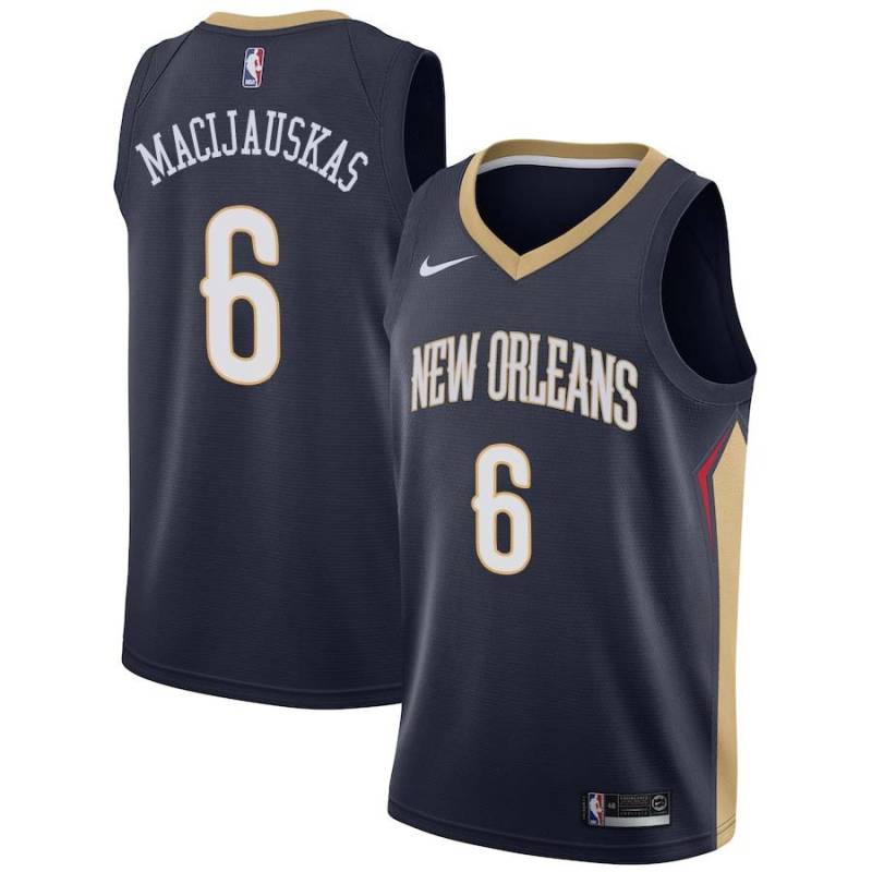 Navy Arvydas Macijauskas Pelicans #6 Twill Basketball Jersey FREE SHIPPING