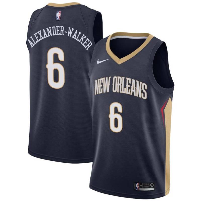 Navy Nickeil Alexander-Walker Pelicans #6 Twill Basketball Jersey FREE SHIPPING
