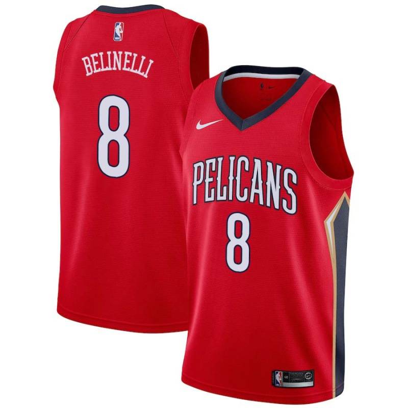 Red Marco Belinelli Pelicans #8 Twill Basketball Jersey FREE SHIPPING