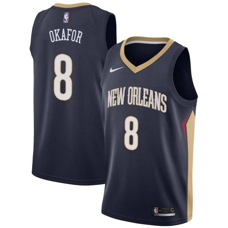 Navy Jahlil Okafor Pelicans #8 Twill Basketball Jersey FREE SHIPPING