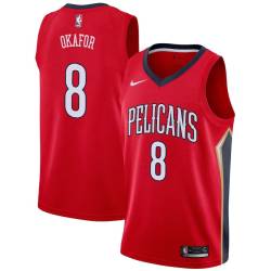 Red Jahlil Okafor Pelicans #8 Twill Basketball Jersey FREE SHIPPING