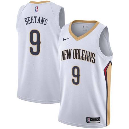 White Dairis Bertans Pelicans #9 Twill Basketball Jersey FREE SHIPPING