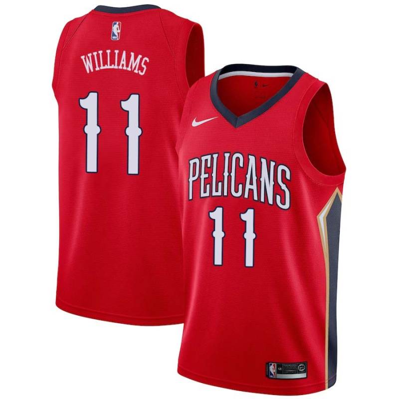 Red Shammond Williams Pelicans #11 Twill Basketball Jersey FREE SHIPPING