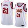 White J.J. Hickson Twill Basketball Jersey -Cavaliers #21 Hickson Twill Jerseys, FREE SHIPPING