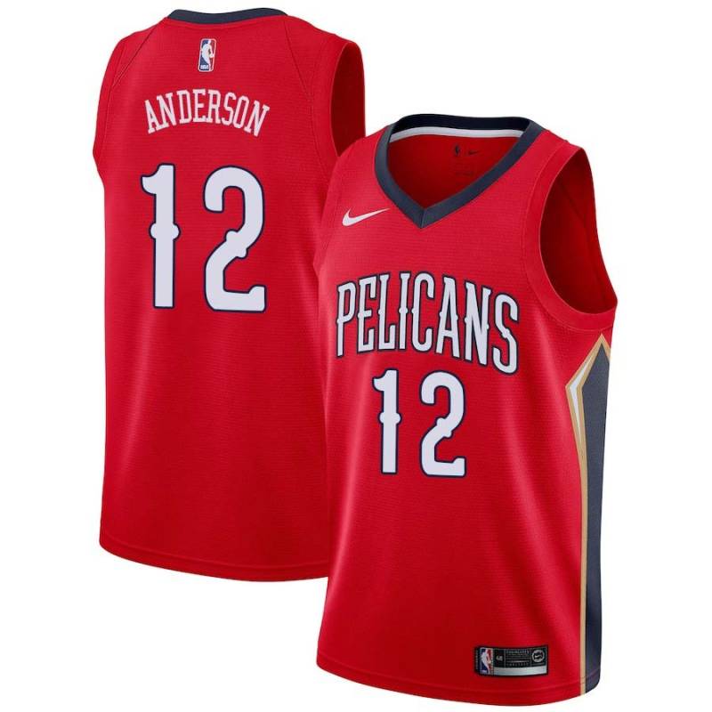 Red Kenny Anderson Pelicans #12 Twill Basketball Jersey FREE SHIPPING