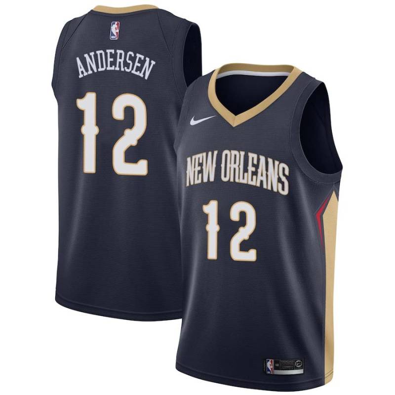 Navy Chris Andersen Pelicans #12 Twill Basketball Jersey FREE SHIPPING