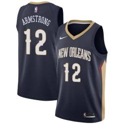 Navy Hilton Armstrong Pelicans #12 Twill Basketball Jersey FREE SHIPPING