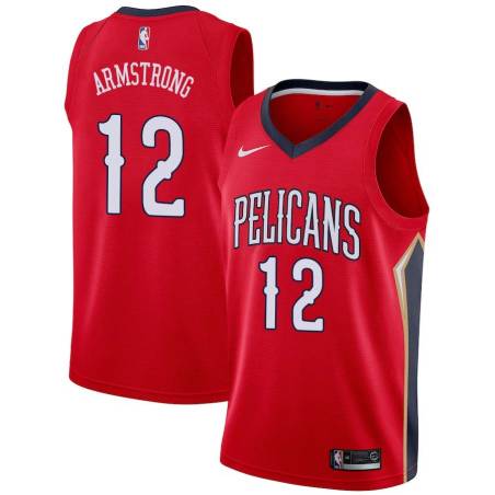 Red Hilton Armstrong Pelicans #12 Twill Basketball Jersey FREE SHIPPING