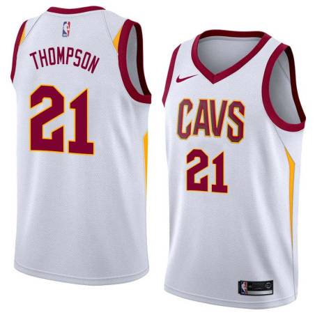 White Mychel Thompson Twill Basketball Jersey -Cavaliers #21 Thompson Twill Jerseys, FREE SHIPPING