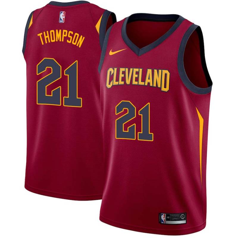 Burgundy Mychel Thompson Twill Basketball Jersey -Cavaliers #21 Thompson Twill Jerseys, FREE SHIPPING