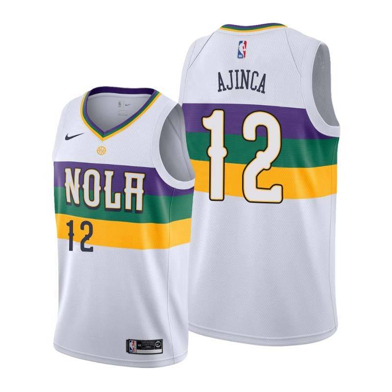 2019-20City Alexis Ajinca Pelicans #12 Twill Basketball Jersey FREE SHIPPING