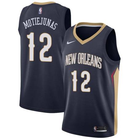 Navy Donatas Motiejunas Pelicans #12 Twill Basketball Jersey FREE SHIPPING