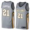 Gray Mychel Thompson Twill Basketball Jersey -Cavaliers #21 Thompson Twill Jerseys, FREE SHIPPING