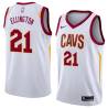 White Wayne Ellington Twill Basketball Jersey -Cavaliers #21 Ellington Twill Jerseys, FREE SHIPPING