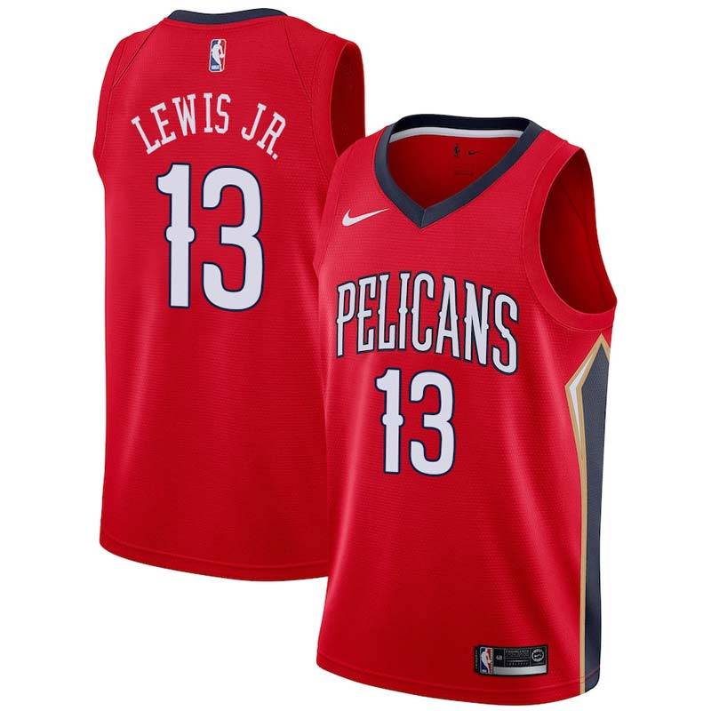 Red Kira Lewis Jr. Pelicans #13 Twill Basketball Jersey FREE SHIPPING