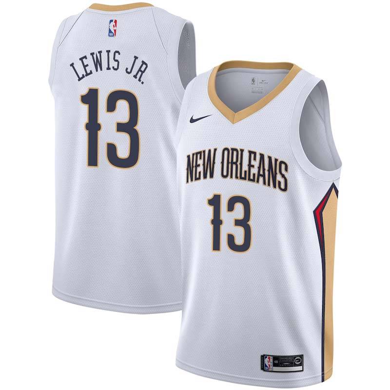 White Kira Lewis Jr. Pelicans #13 Twill Basketball Jersey FREE SHIPPING