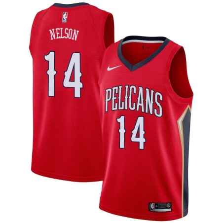 Red Jameer Nelson Pelicans #14 Twill Basketball Jersey FREE SHIPPING