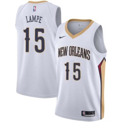 White Maciej Lampe Pelicans #15 Twill Basketball Jersey FREE SHIPPING