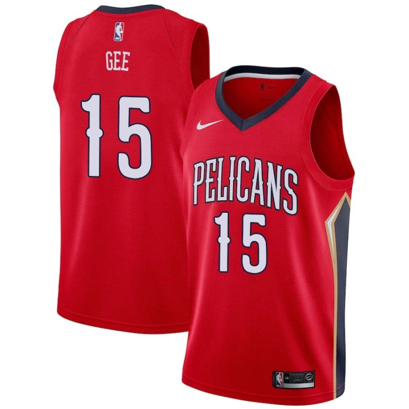 Red Alonzo Gee Pelicans #15 Twill Basketball Jersey FREE SHIPPING