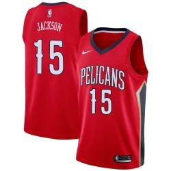 Red Frank Jackson Pelicans #15 Twill Basketball Jersey FREE SHIPPING