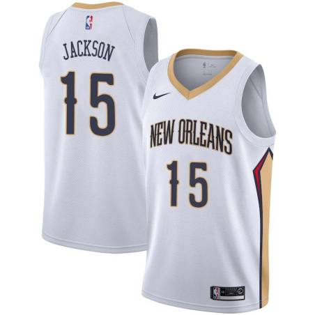 White Frank Jackson Pelicans #15 Twill Basketball Jersey FREE SHIPPING