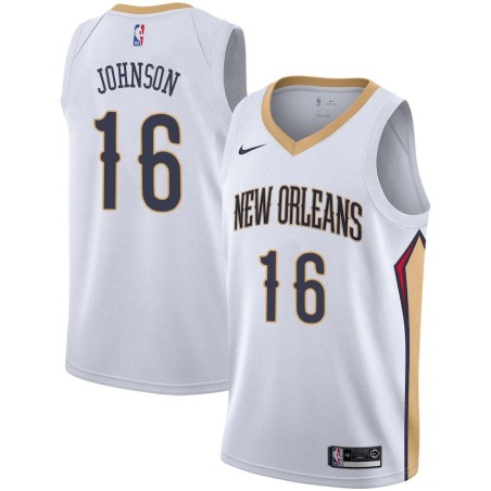 White James Johnson Pelicans #16 Twill Basketball Jersey FREE SHIPPING