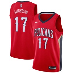 Red Lou Amundson Pelicans #17 Twill Basketball Jersey FREE SHIPPING