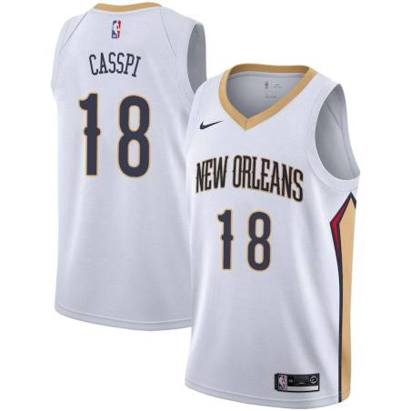 White Omri Casspi Pelicans #18 Twill Basketball Jersey FREE SHIPPING