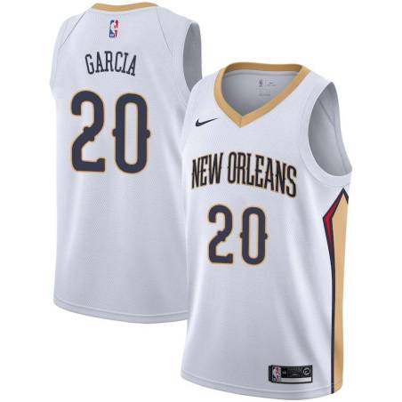 White Alex Garcia Pelicans #20 Twill Basketball Jersey FREE SHIPPING