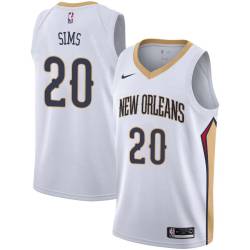 White Henry Sims Pelicans #20 Twill Basketball Jersey FREE SHIPPING