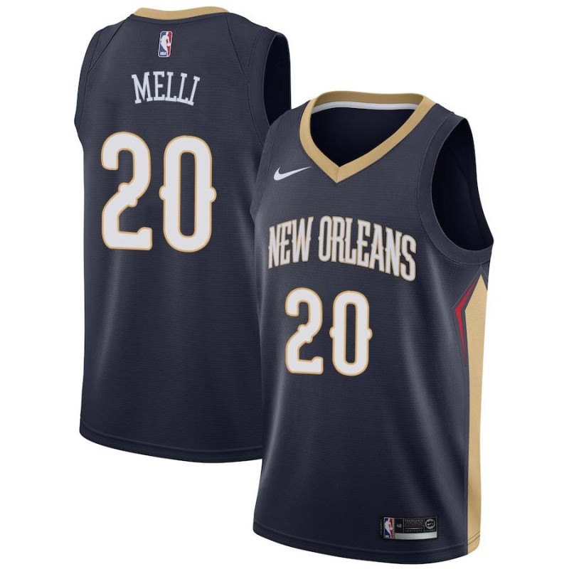 Navy Nicolo Melli Pelicans #20 Twill Basketball Jersey FREE SHIPPING