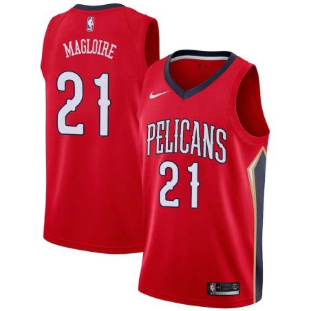 Red Jamaal Magloire Pelicans #21 Twill Basketball Jersey FREE SHIPPING