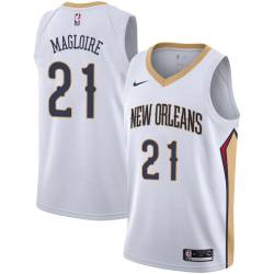 White Jamaal Magloire Pelicans #21 Twill Basketball Jersey FREE SHIPPING