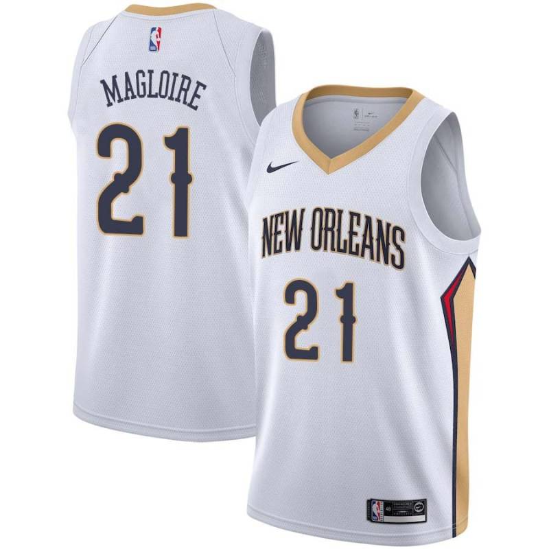 White Jamaal Magloire Pelicans #21 Twill Basketball Jersey FREE SHIPPING