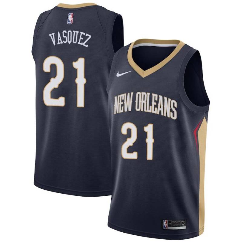 Navy Greivis Vasquez Pelicans #21 Twill Basketball Jersey FREE SHIPPING