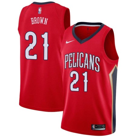 Red Anthony Brown Pelicans #21 Twill Basketball Jersey FREE SHIPPING