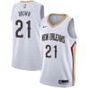 White Anthony Brown Pelicans #21 Twill Basketball Jersey FREE SHIPPING