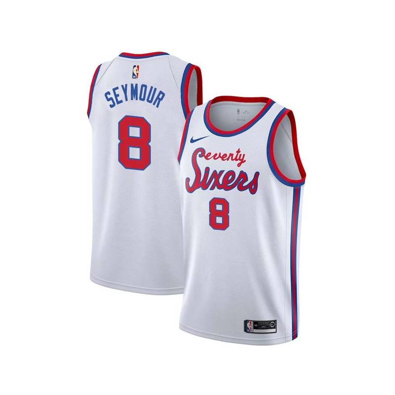 White Classic Paul Seymour Twill Basketball Jersey -76ers #8 Seymour Twill Jerseys, FREE SHIPPING