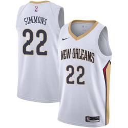 White Cedric Simmons Pelicans #22 Twill Basketball Jersey FREE SHIPPING