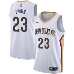 White Devin Brown Pelicans #23 Twill Basketball Jersey FREE SHIPPING