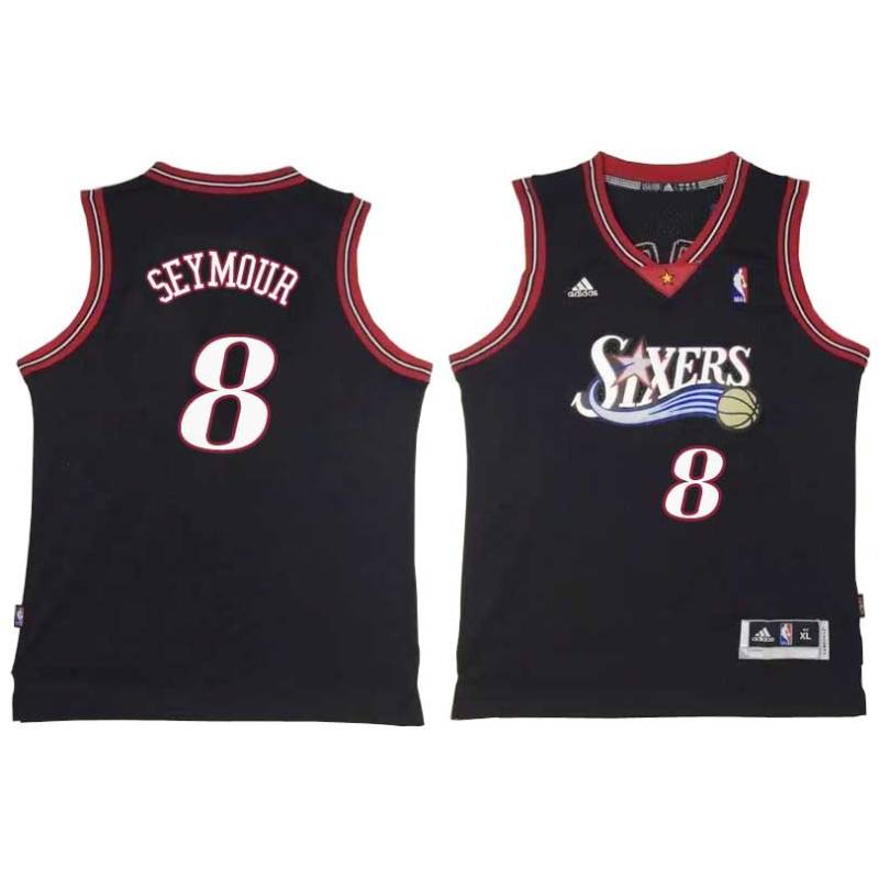 Black Throwback Paul Seymour Twill Basketball Jersey -76ers #8 Seymour Twill Jerseys, FREE SHIPPING