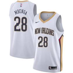 White Didier "D. J." Ilunga-Mbenga Pelicans #28 Twill Basketball Jersey FREE SHIPPING