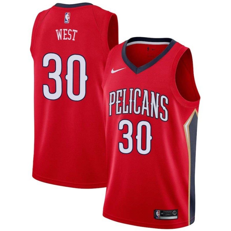 Red David West Pelicans #30 Twill Basketball Jersey FREE SHIPPING