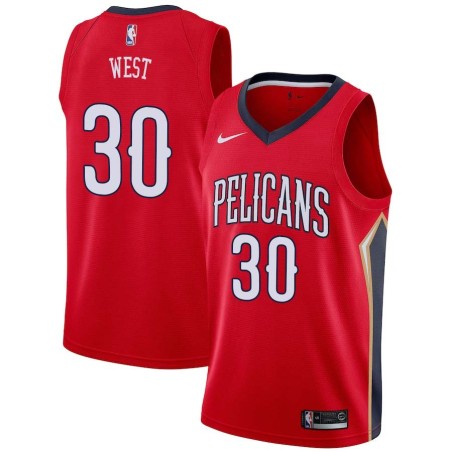 Red David West Pelicans #30 Twill Basketball Jersey FREE SHIPPING